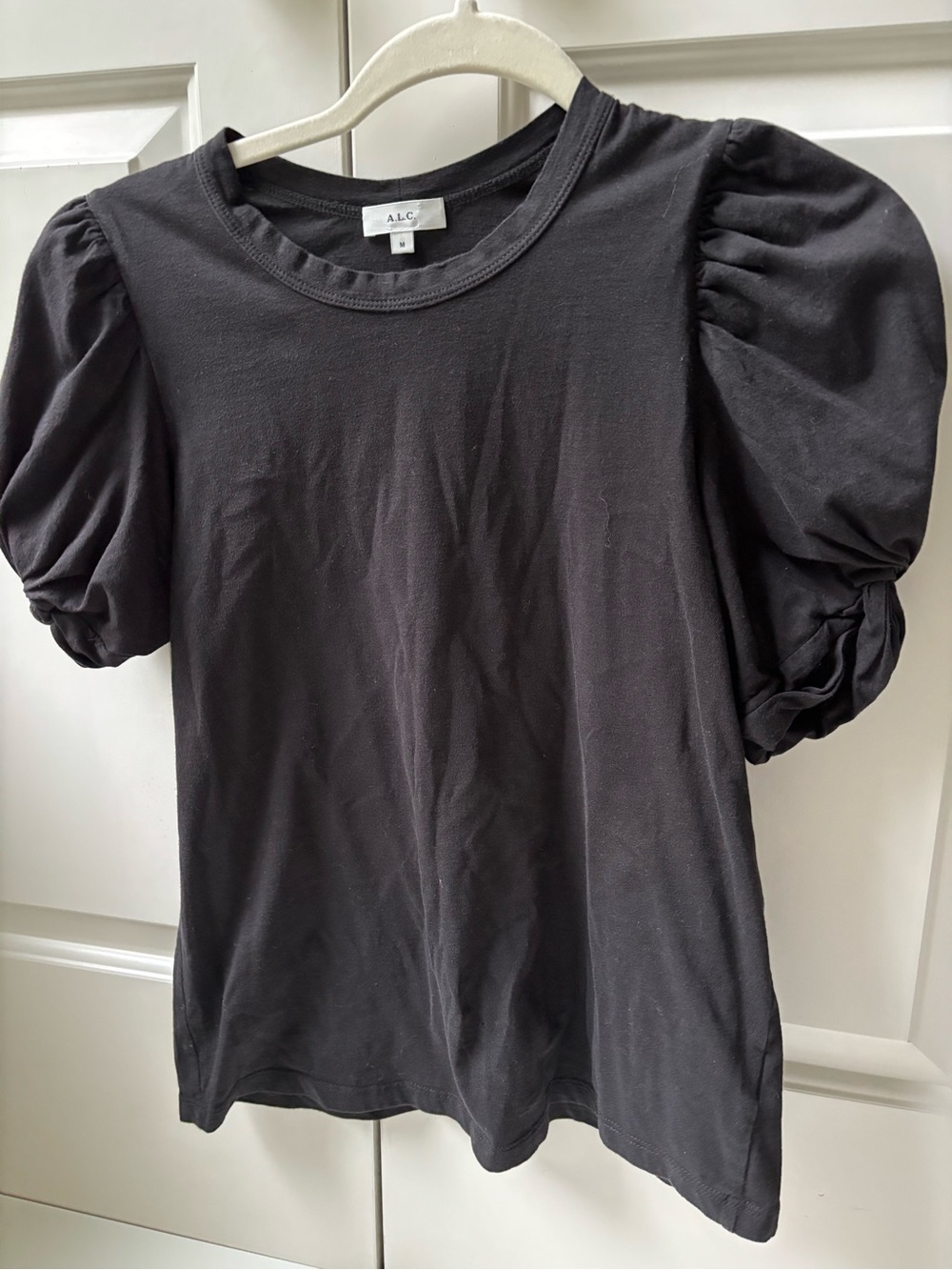A.L.C. Black Puff Sleeve Crew Tee